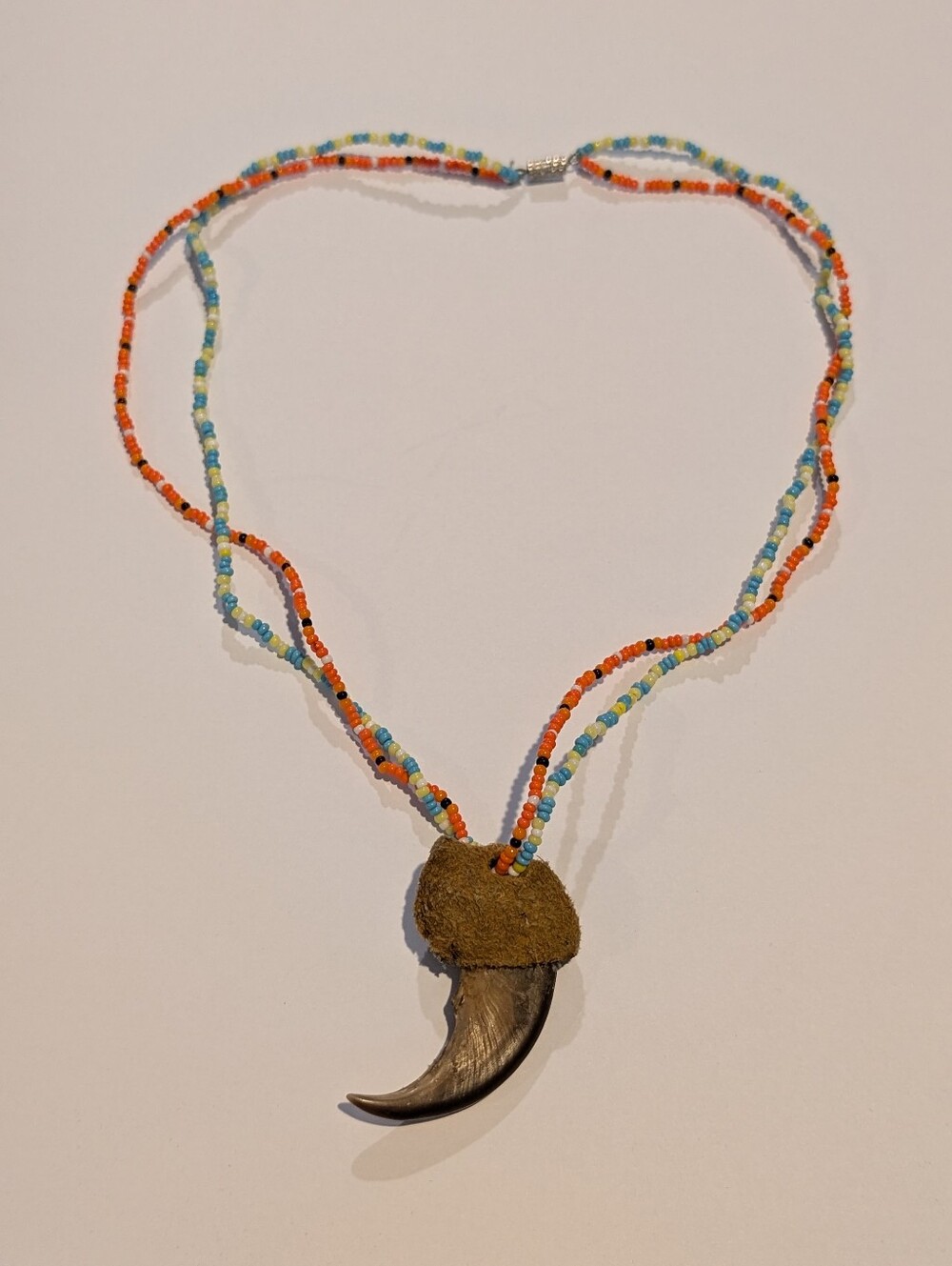 Vintage Handmade Beaded Claw - Tooth - Pendant Necklace - Neat!
